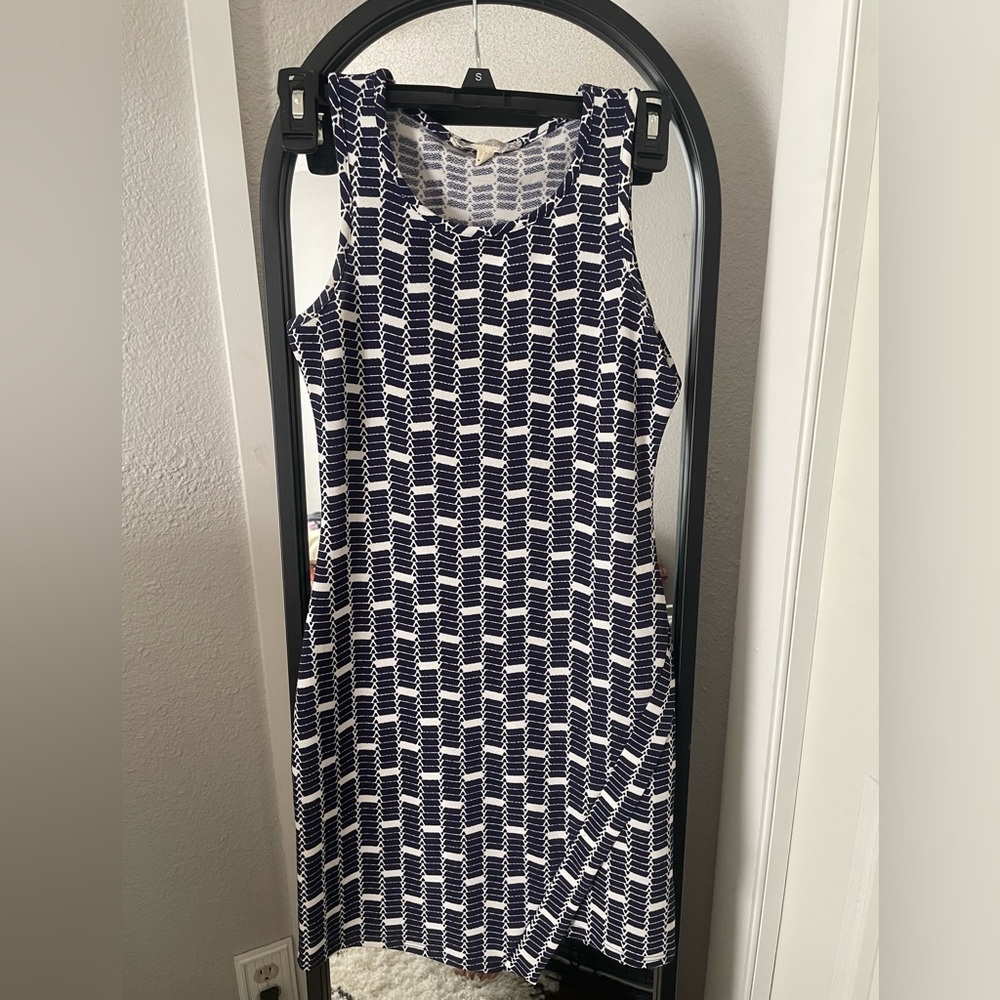 Blue and white mini dress